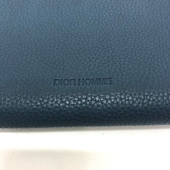 DIOR HOMME logo Zip Around Saif Long Wallet Leather Navy/SilverHardware - Picture 4 of 16